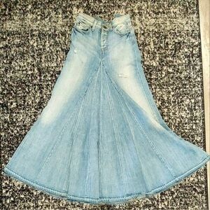 Anthropologie Women's 7 for All Mankind Light Blue Denim maxi denim skirt 0 2 26